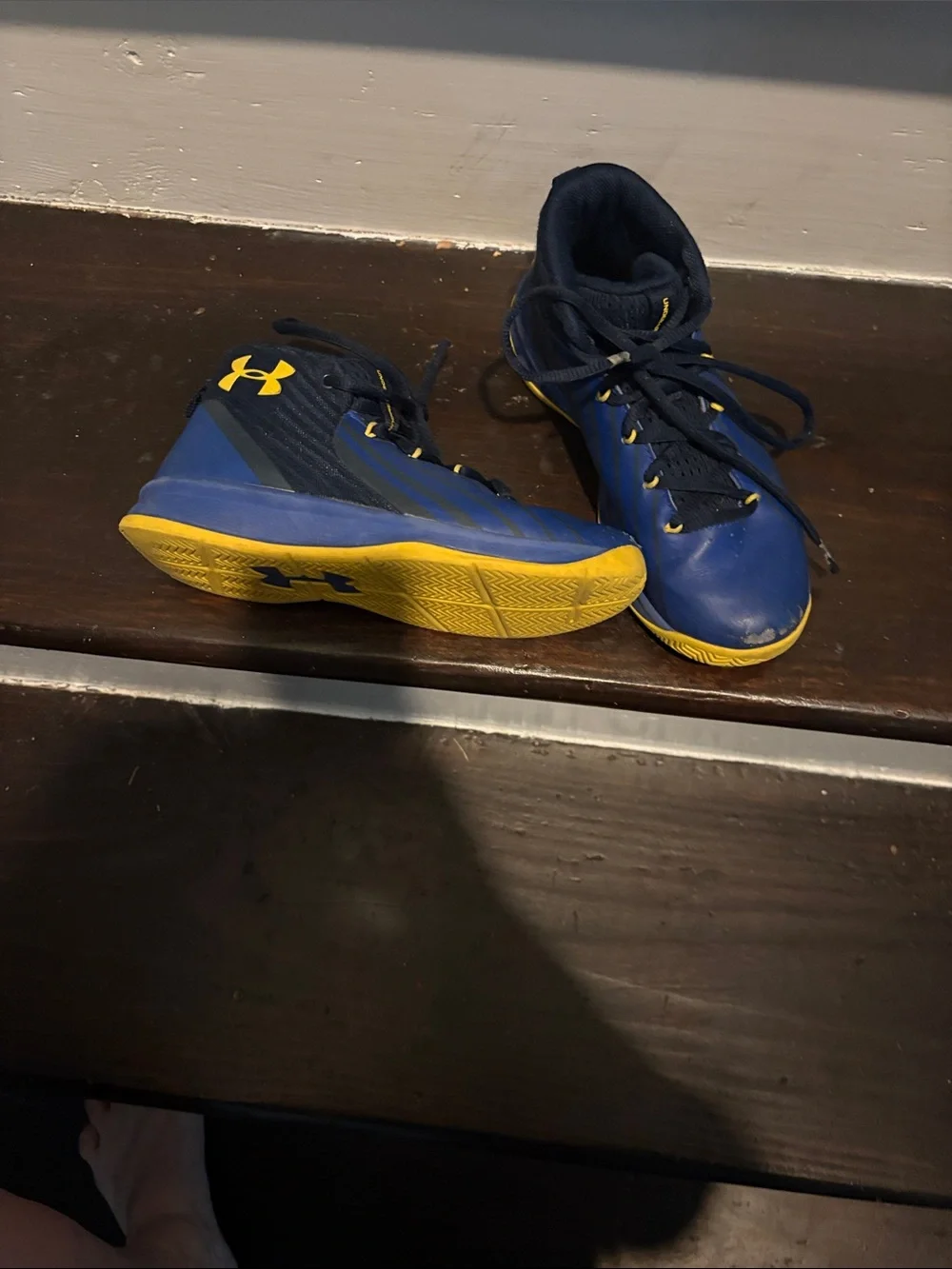 Under Armour Navy Blue and Yellow Basketball Sneakers